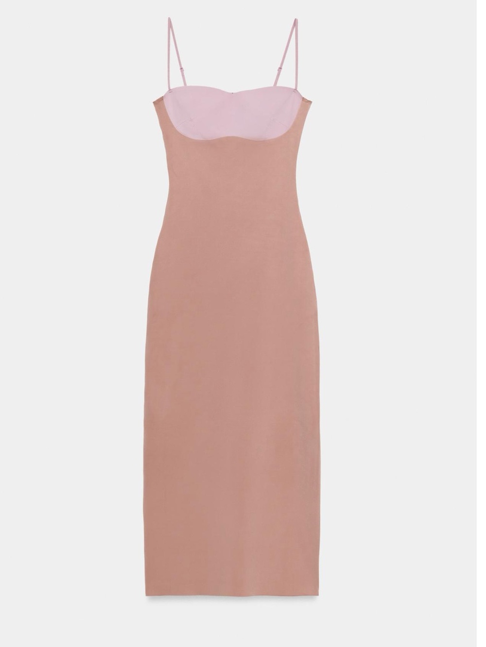 New with tags! Zara Polyamide Bieige/Pink Spaghetti Strap Dress